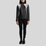 "Women's Metallic Leather Jacket - Full View"