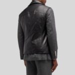 Black leather vest for men - Back view