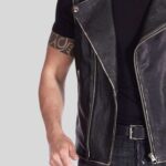 Vintage leather vest for men - Side view