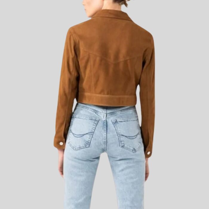 Back view of Cropped Suede Jacket Womens