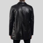 Back view of a black leather coat