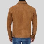 Back view of a men's suede trucker jacket