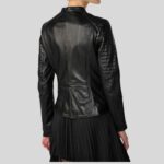 Leather quilted bomber jacket - Back view