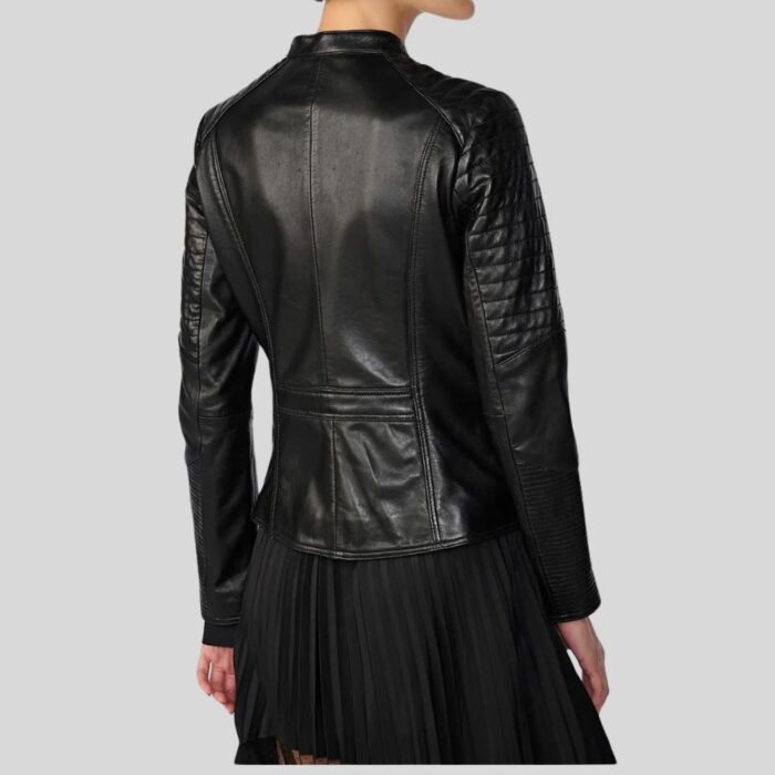 Leather quilted bomber jacket - Back view