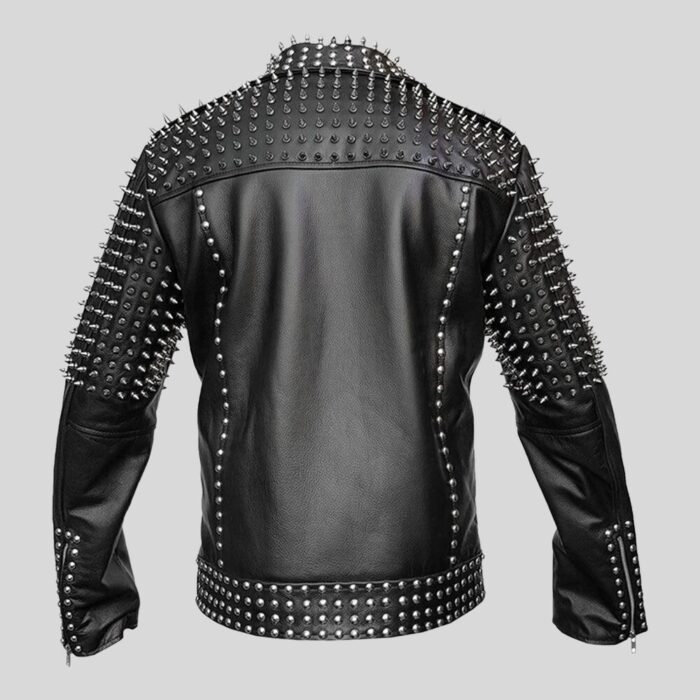 Back view of punk leather jacket