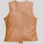 Back view of a brown leather vest