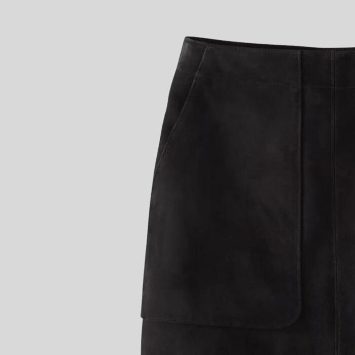 Black Suede Mini Skirt - Close-Up