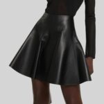 Close-Up of Black Leather Pleated Skirt