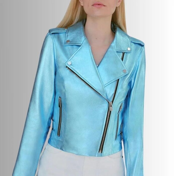 Close-up of Metallic Leather Jacket