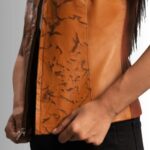 Close-up of Tan Leather Vest Womens