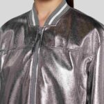 Close-up of a Silver Metallic Leather Jacket