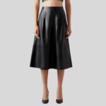 Front view of A Line Leather Skirt