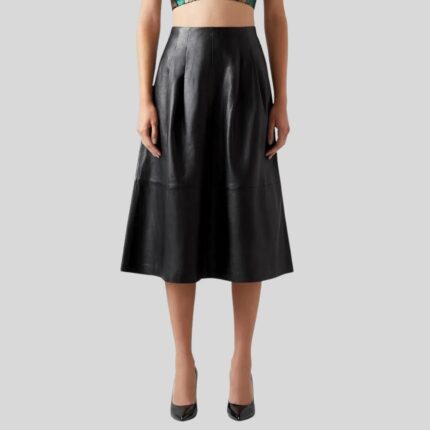 Front view of A Line Leather Skirt