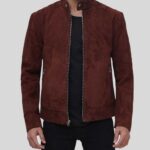 Front view of Brown Suede Biker Jacket