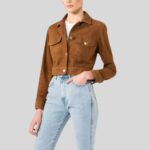 Front view of Cropped Suede Jacket Womens