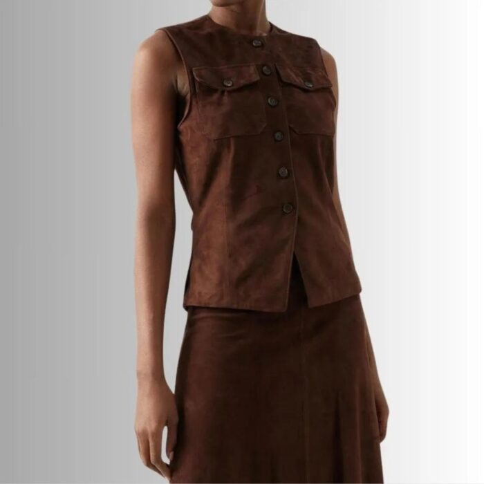 Front view of Suede Vest Women