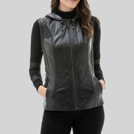 Front view of Women's Leather Vest