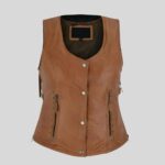 Front view of a women's leather vest