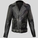 Front view of punk leather jacket