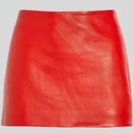 Full view of Red Leather Mini Skirt