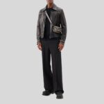 Full view of a studded leather jacket for men