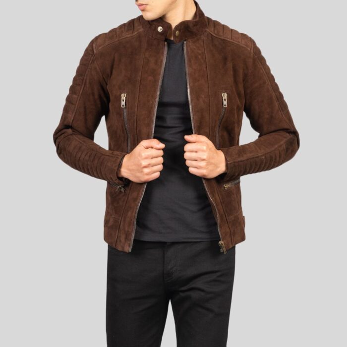 Full view of men's suede biker jacket