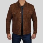 Men's Suede Shirt Jacket - Front View