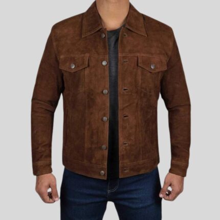 Men's Suede Shirt Jacket - Front View