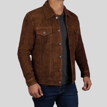 Men's Suede Shirt Jacket - Full Body View