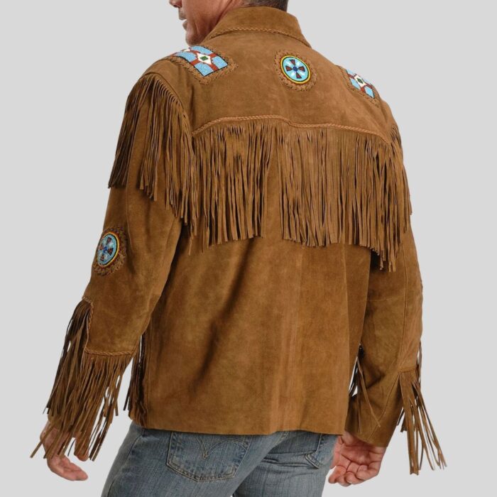 Back View of Men's Suede Fringe Jacket