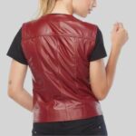 Red Leather Vest - Back View