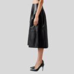 Side view of A Line Leather Skirt