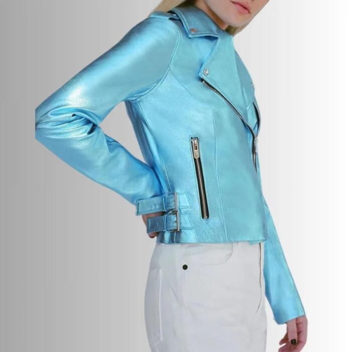 Side view of Metallic Leather Jacket