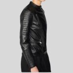 Leather quilted bomber jacket - Side view