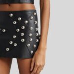 Studded Leather Skirt - Close-up View