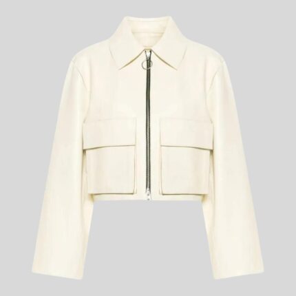 White leather jacket for women - front view