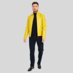 Yellow puffer jacket for men - full view