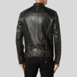 Back view of men's distressed leather biker jacket