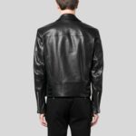 Back view of mens leather motorcycle jacket